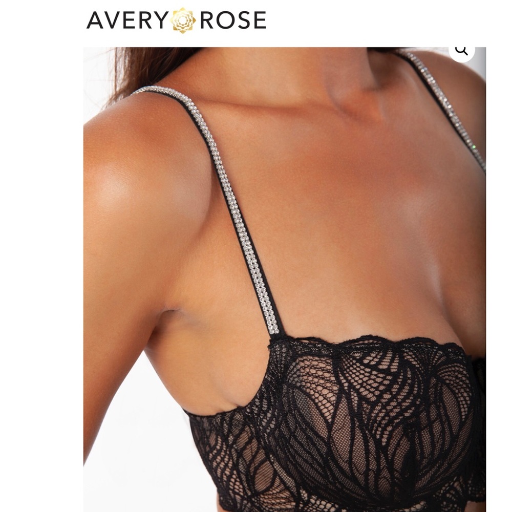 Avery Rose KYM Black Swarovski Crystal Strap Bra